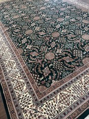 New Top Quality Handmade Green Palace Size Rug, Allover Floral Design, 12’x17′