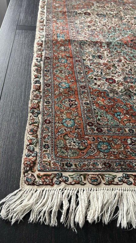 30” X 48” Antique BIRDS AND FLORAL Fine Handmade India Oriental Kashmir Silk Rug gallery