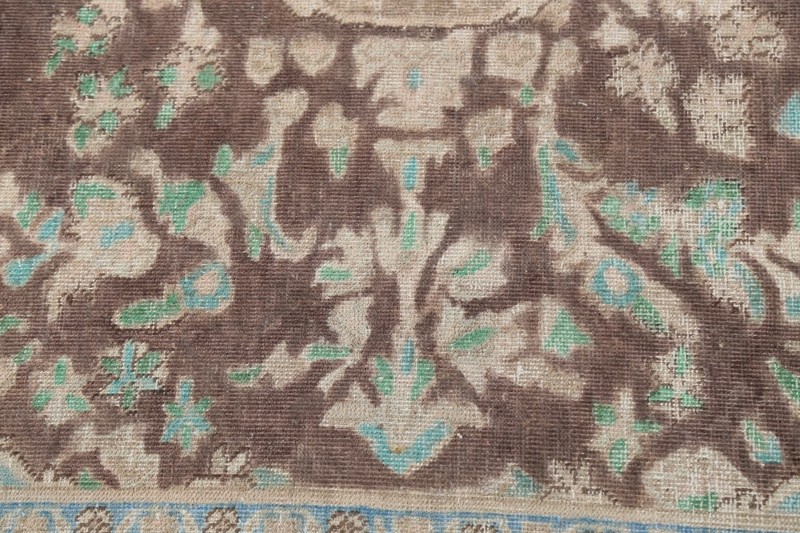 Vintage Traditional Floral Area Rug Brown Wool Handmade Oriental Carpet 10x12 ft gallery