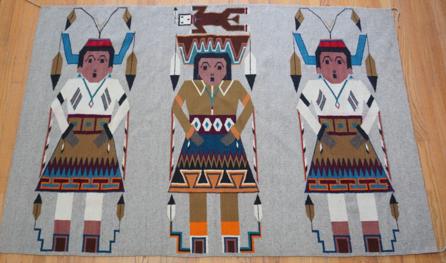 4'6" x 6'6" South West Mexican Navajo Style Wool Handmade Vintage Rug gallery