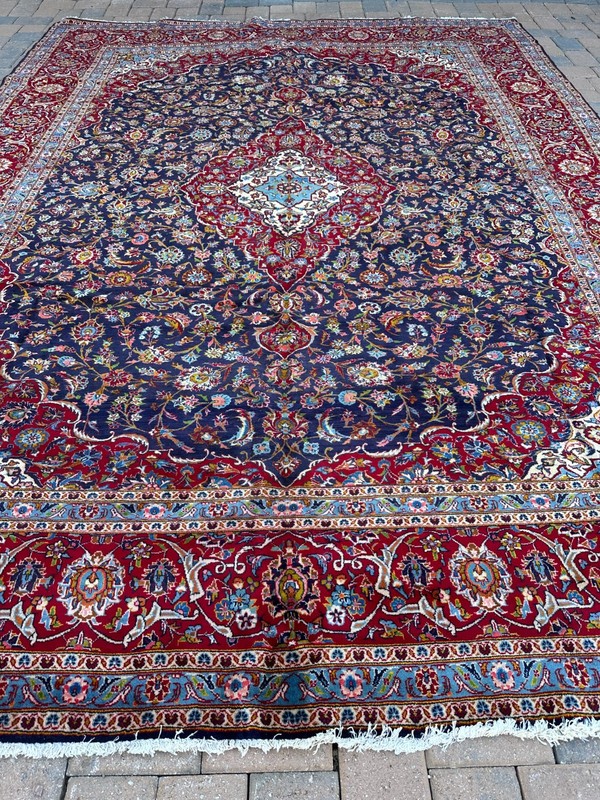 Top Quality Handmade New Oriental Rug, Blue Floral Medallion Design, 10x14 gallery