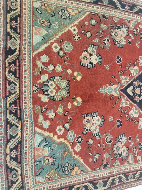 Antique Oriental Hand-Knotted Wool Area Rug Red/Green/Navy Blue 4'5" x 6'6" gallery