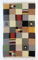 Hand woven colorful woolen rug – genuine traditional Romanian folk art