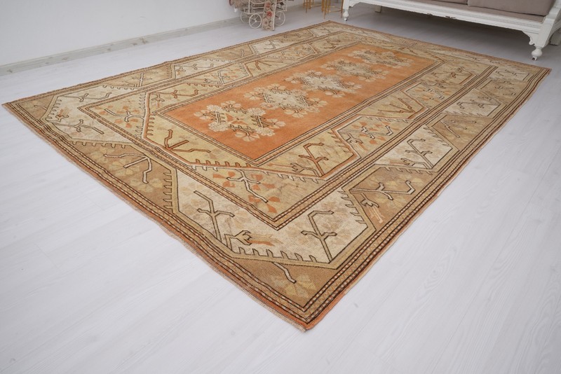 7x10 Area Rug Large Turkish Carpet Oushak Oversize Vintage Rug Antique Rug 206 gallery
