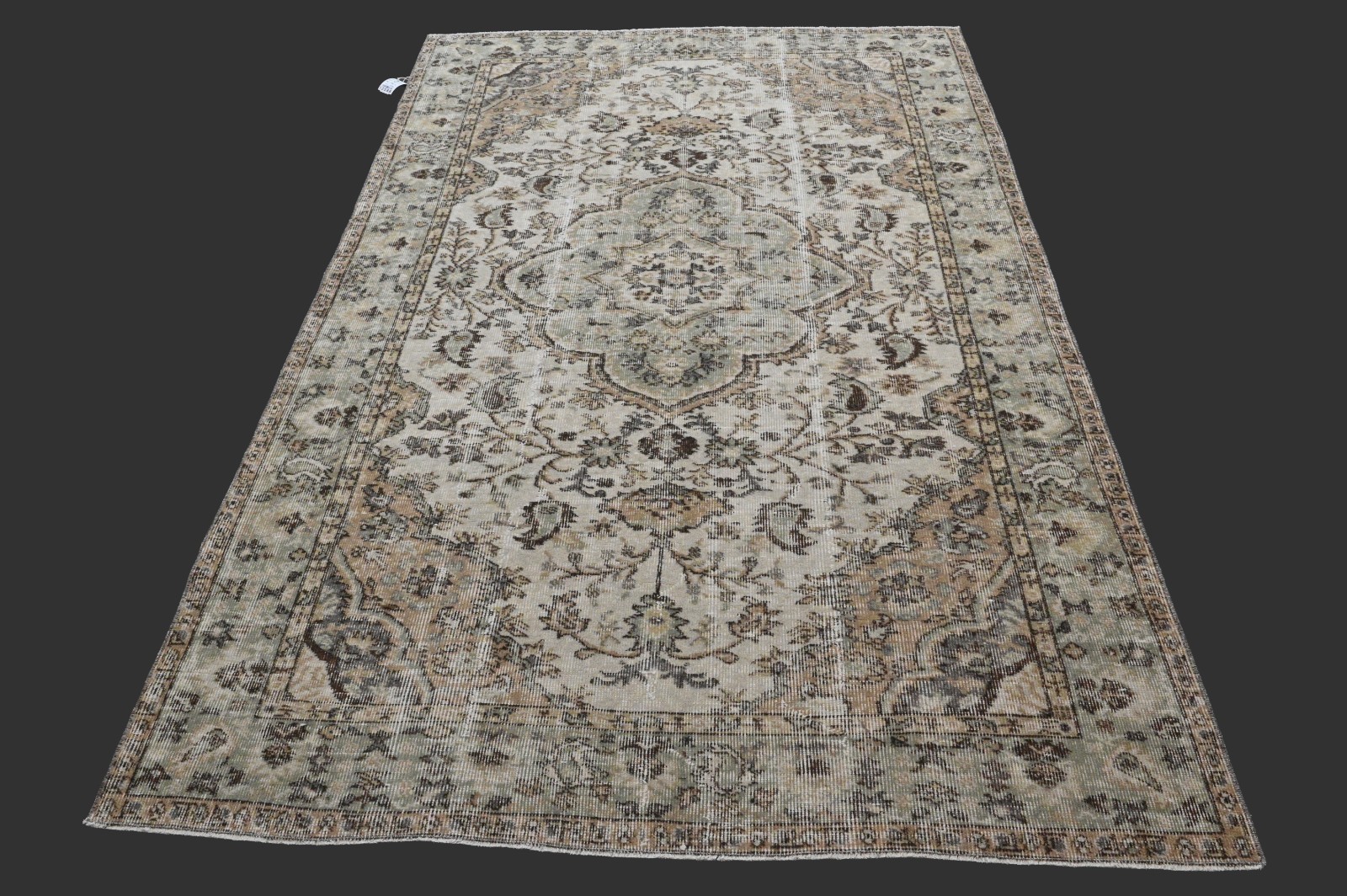 Vintage Turkish Oushak Rug, Beige 5x8 ft, Handmade Wool, Bohemian Anatolian gallery