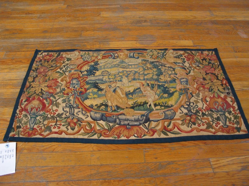 2'x3' Small Size Wool & Silk Antique 17th Century Wall Hanging Flemish Tapestry gallery