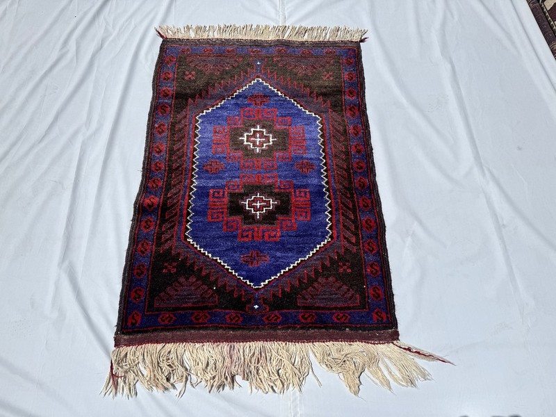 3x4 ft Afghan Tribal Hand Knotted Antique Baluchi Rug Oriental Blue Area Carpet gallery