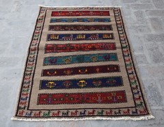 3 x 4’6 Handmade vintage afghan tribal small baluchi rug, Afghan wool 3×5 rug