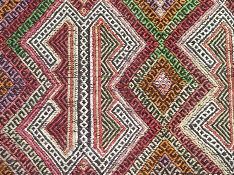 Vintage Turkish Kilim Rug, Handmade Wool Tribal Large Carpet Colorfull Rug 5x8ft gallery