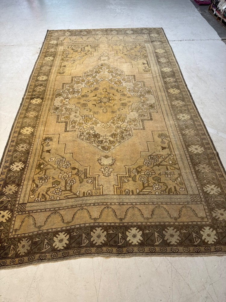 Oriental Hand-Knotted Wool Area Rug Turkish Oushak Ivory/Beige/Brown 7' x 12'9"