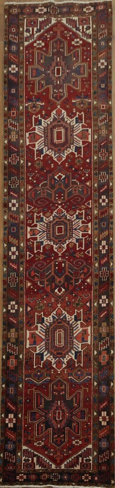 Vintage Geometric Long Runner Rug 4x15 Wool Hand-knotted Tribal Traditional Rug