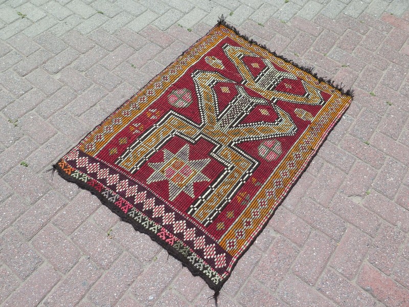 Anatolia Small Kilim, SmallRug, Doormat, Bedroom Rug, Cute Rug, Mini Rug 35"x46" gallery