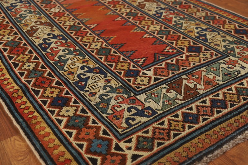 Russian Hand-made Rug Pre-1900 Antique Wool Handmade Kazak Vegetable Dye Rug 4x8 gallery