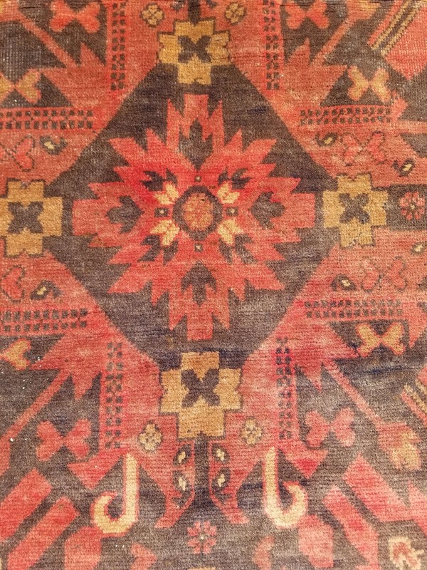 Vintage Distressed Hand Made Traditional Oriental Wool Maroon Rug 194x145cm gallery