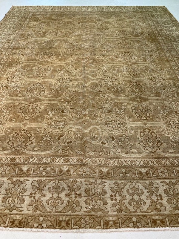 Antique Oriental Hand-Knotted Wool Area Rug Turkish Oushak Ivory 9'7" x 12'2" gallery