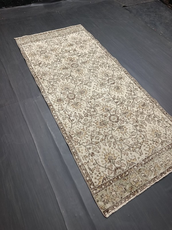 Beige Turkish Vintage Runner, 2.9x6.7ft, Antique Beige Brown Handmade Runner, gallery