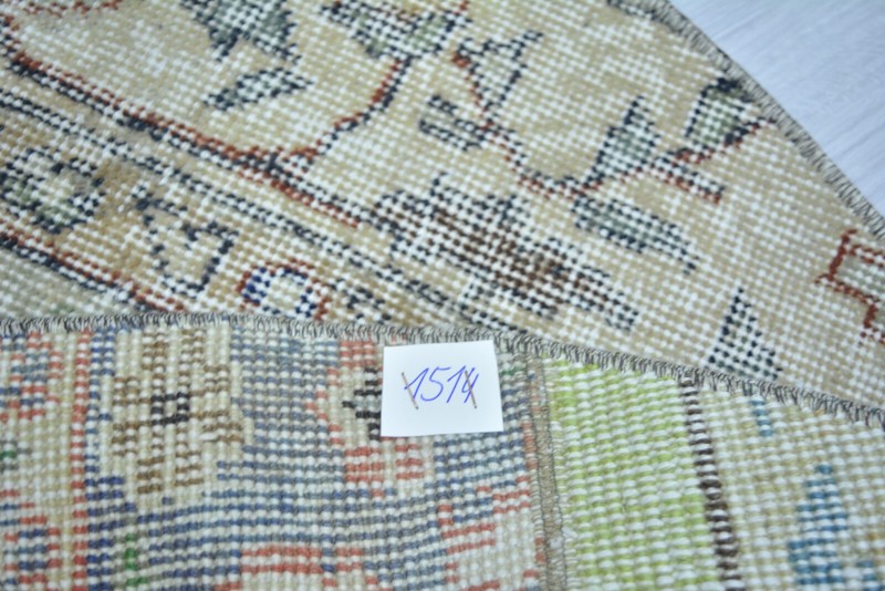 Handmade Round Patchwork Rug, 3.3 ft, Vintage Round Rug, Round Inside Door Mat, gallery