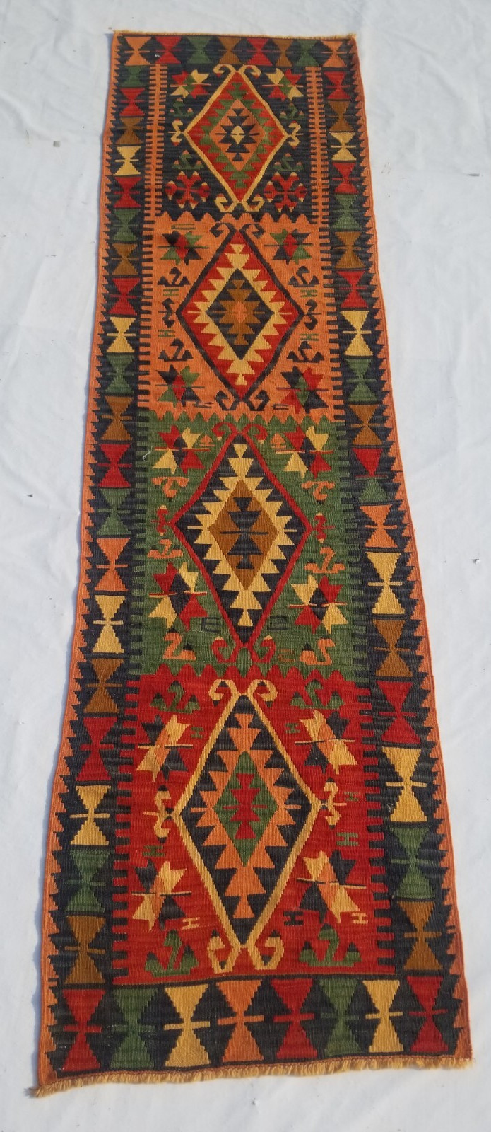 Vintage Traditional Handcrafted Turkish Kilim Runner Rug for Home Décor 290x79cm gallery