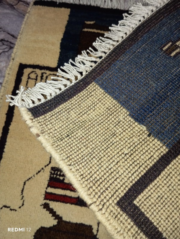 Handmade Afghan War Rug 2x3 ft - Map, US Flag Tank Motif, Dates 2003 to 2004 gallery