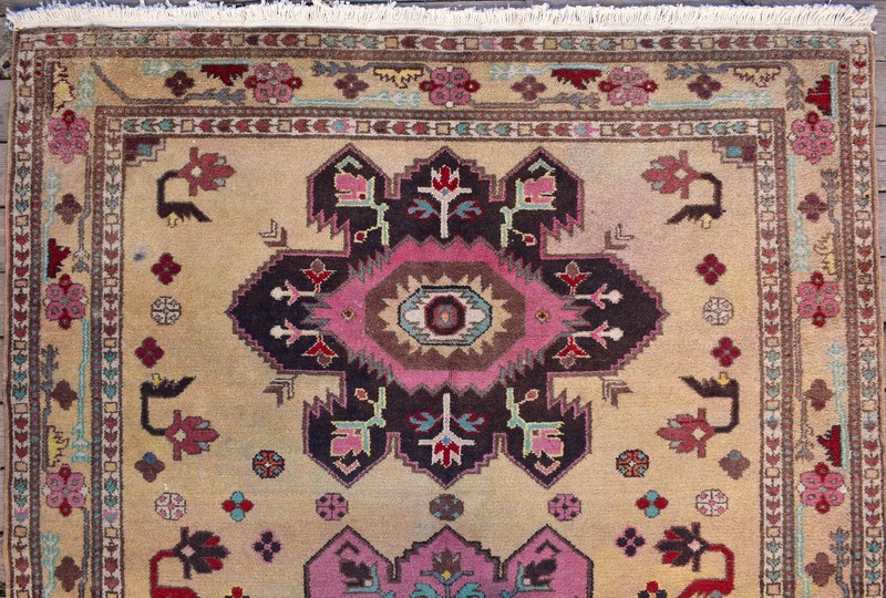 Caucasian Rug 4x6 Size Hand-knotted Vintage Primitive Yellow Carpet 126x188cm gallery