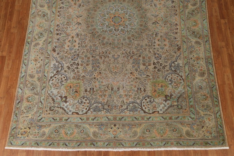 Vintage Distressed Over-Dyed Rug 8x11 Wool Hand-knotted Floral Traditional Rug gallery