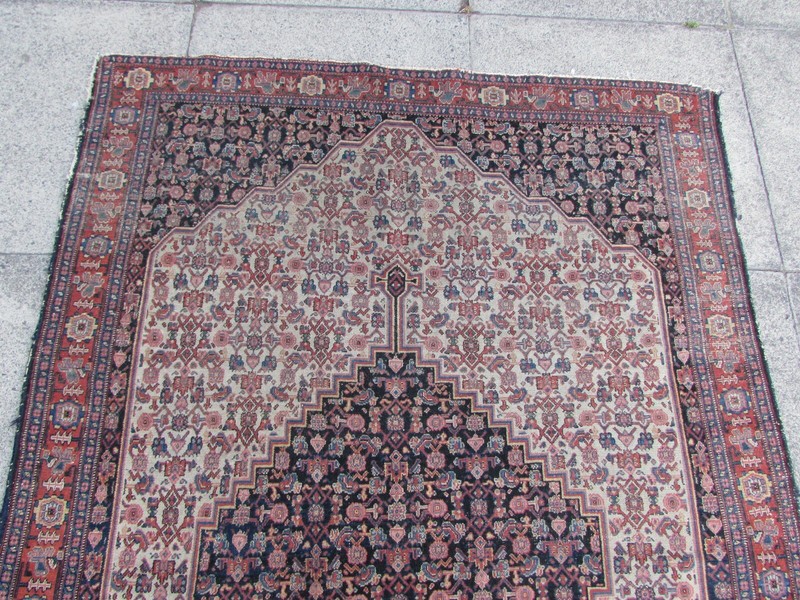 Fine Antique Worn Traditional Hand Made Oriental Blue Red Wool Rug 200x134cm gallery