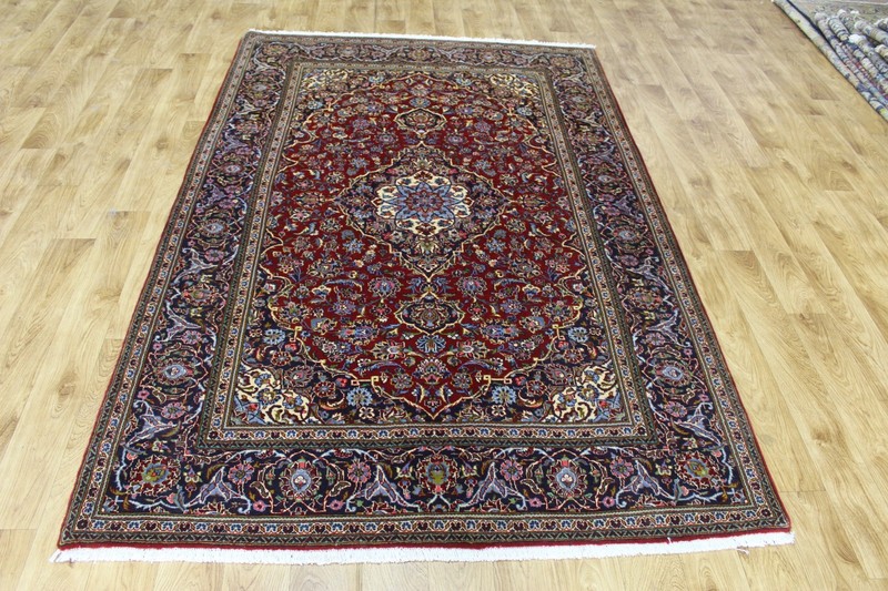 Fine Signed Keshan Oriental Rug Kurk Wool Floral Carpet 220 x 140 CM (7’3” x 4’7 gallery