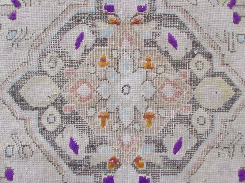 Vintage Worn Hand Made Traditional Oriental Wool Faded Pink Brown Rug 201x121cm gallery