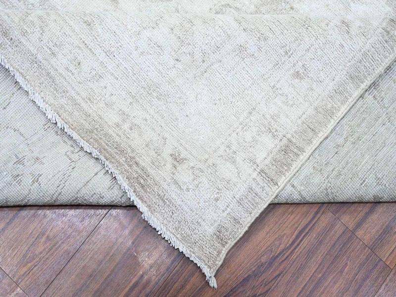 Rare 9'9"x14' Battleship Gray, Angora Pile White Wash Oushak with Faded Design gallery