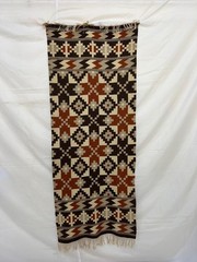 Vintage Swedish Wool Rug Earth Tone Geometric Tribal Flatweave Handwoven Runner