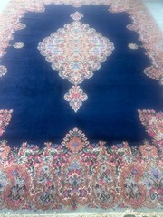 Karastan Rug 10.0×14.0 Antique blue rug , Wool Pile, Vintage Discontinued