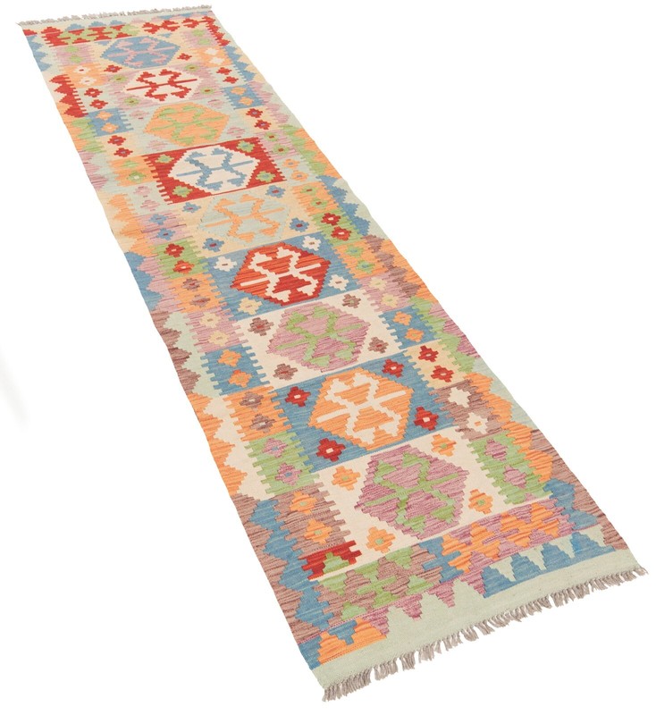 Kelim Afghan 288x77 cm Handwoven Oriental Carpet Rug Runner Kilim gallery