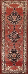 Vintage Red/ Ivory Ardebil Runner Rug 4×11 Wool Hand-knotted Hallway Carpet