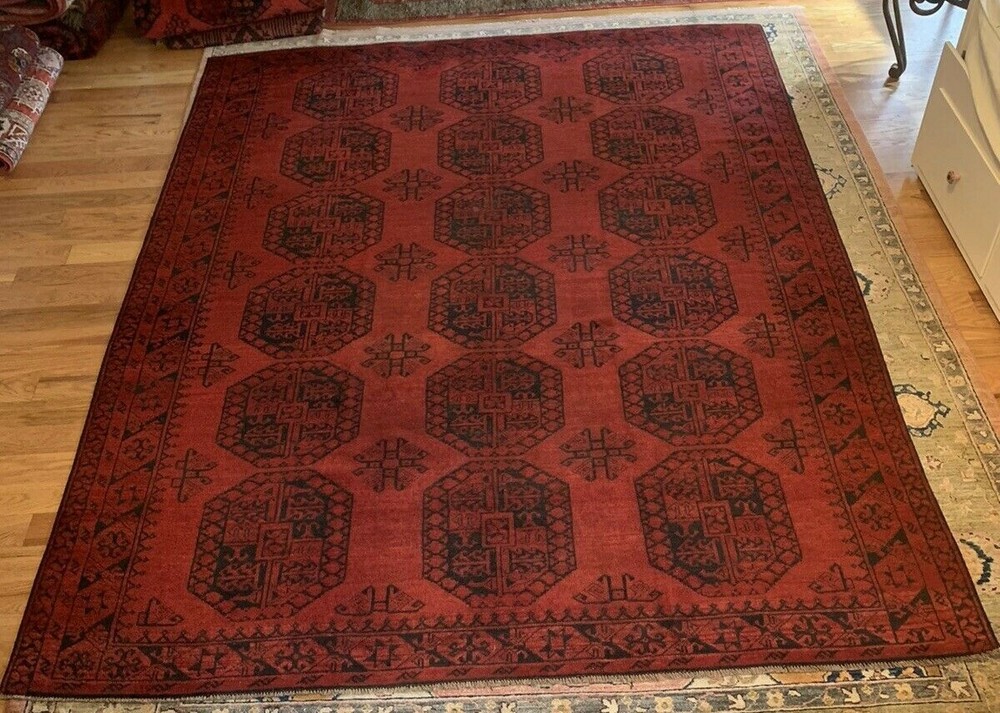 9'6" x 7'3" Hand Knotted Ersari Turkoman Semi-Antique Main Rug