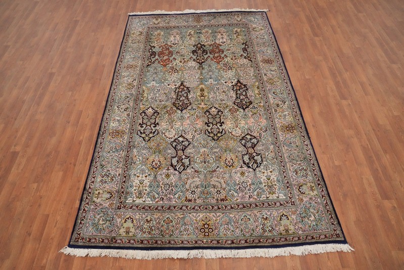 Vintage 100% Silk Kashmir Handmade Wool Area Rug Living Room Carpet 6x10 gallery