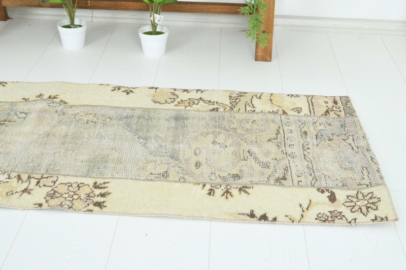 Turkish Small Runner Rug 2x5 Hand-Knotted Vintage Oushak Oriental Rug Carpet,716 gallery