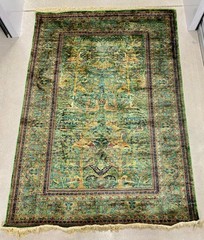 Vintage Silk Hand-knotted Tree of Life w/Birds of Paradise Rug 4’2″ X 6’