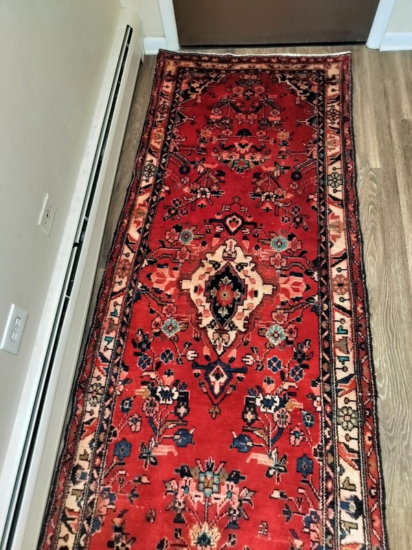 Vintage Hand-Knotted Wool Runner 3'4" x 9'5" Thick Rug Liliyan Hamedan Style Red gallery