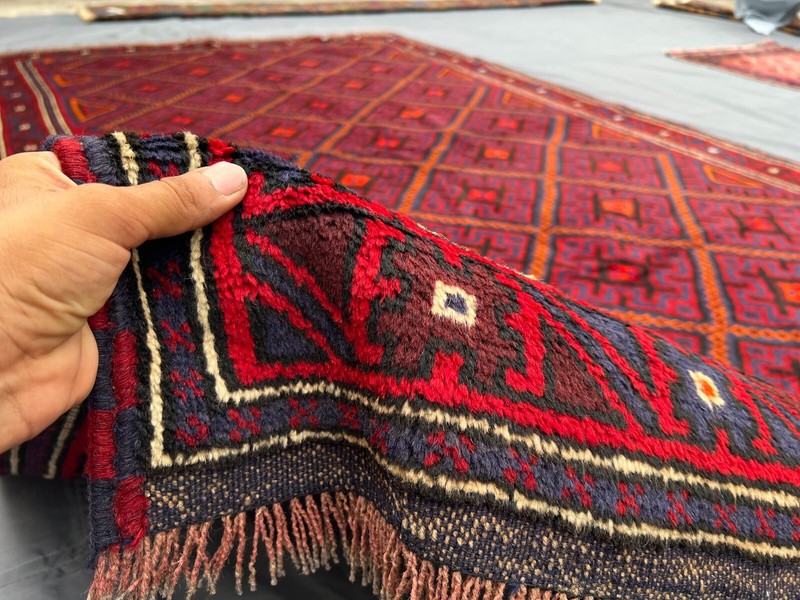 Afghan Baluchi Rug 5'3 x 8'8 ft - Handmade Boho Style Wool Red Tribal Carpet gallery