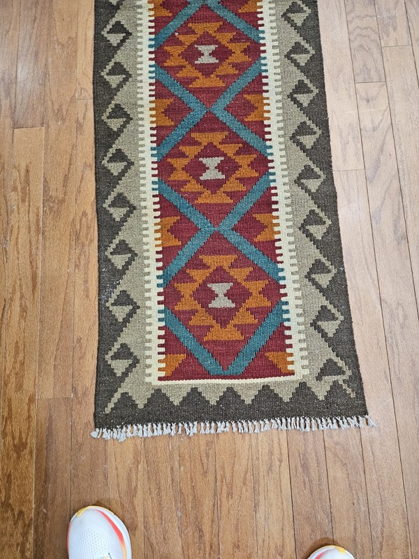 Vintage Handmade Wool Kilim(1.11X6.7) gallery