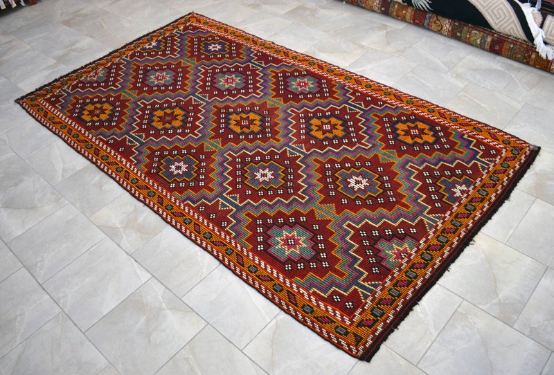 6x10 Rug Hand Made Turkish Rug Vintage Goat hair Kilim Rug Actual 5'9" x 10'4" gallery