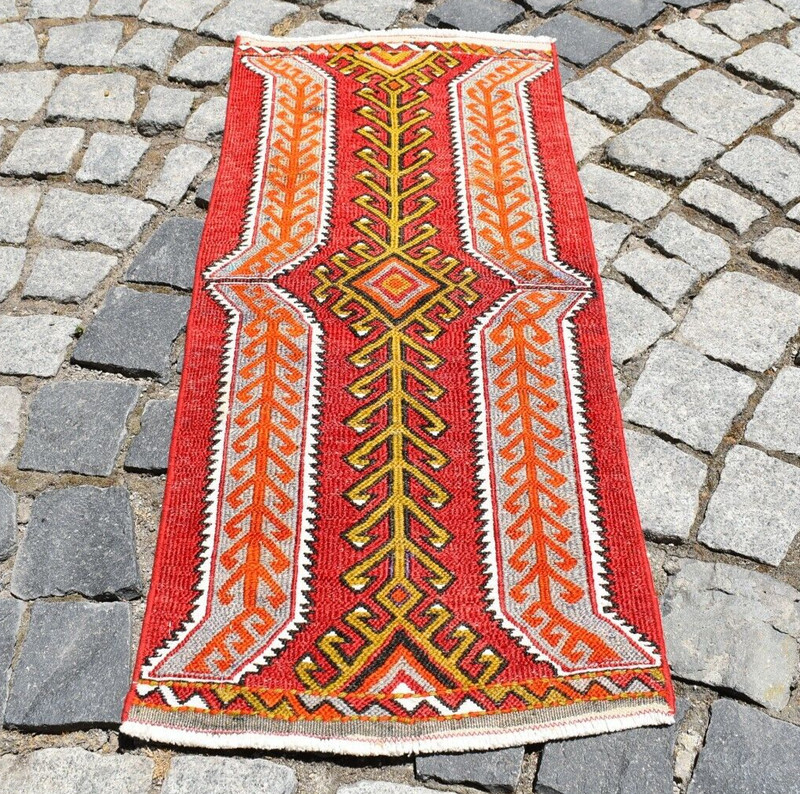 Fabulous Antique Sumac Kilim 1'4 X 3'1 ft Anatolian Dagger Model Sumac Kilim gallery
