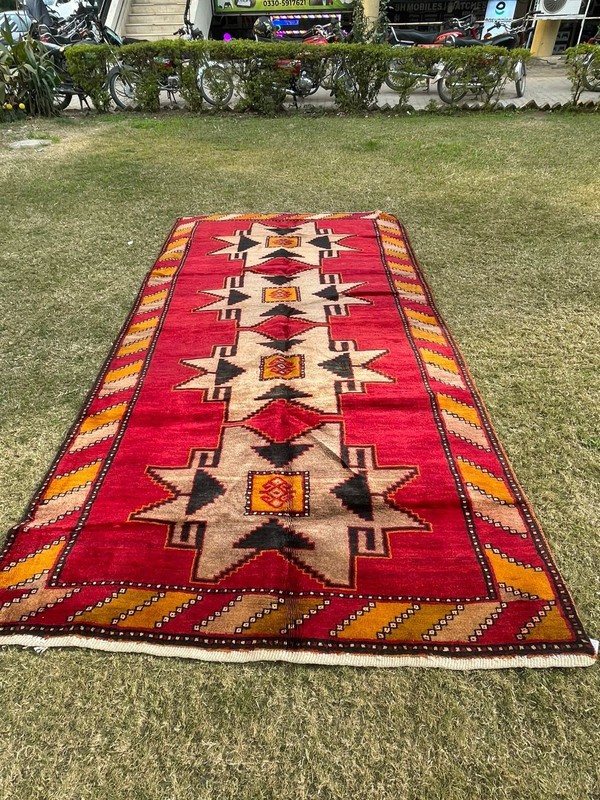 160 X 315 COLLECTORS ITEM Stunning Vintage Natural Vegi Caucasian Star Kazak Rug gallery