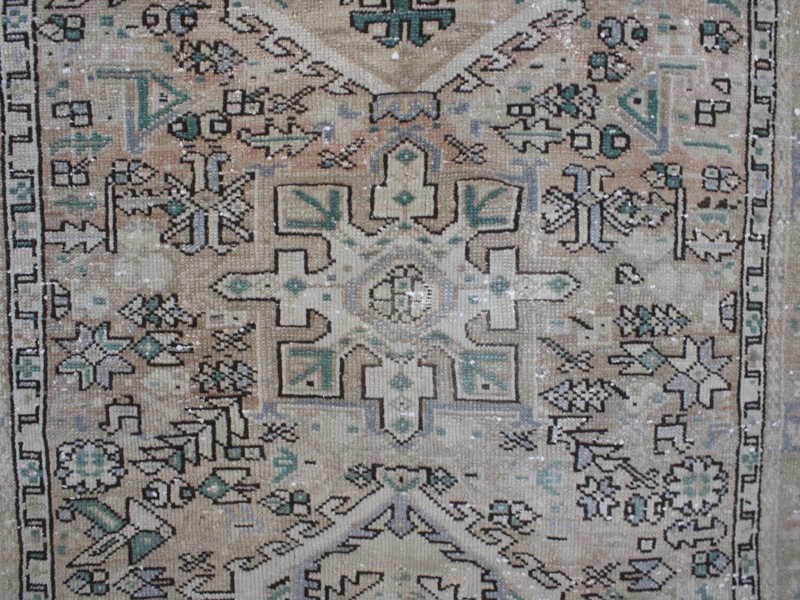 Vintage Hand Knotted Wide Runner Rug Beige Distressed Oushak Style 3.5x10.3 ft gallery