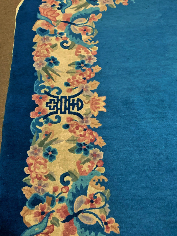 3 Antique Hand Made Chinese sky blue color Rug 5x7ft and 2 round 2'6" gallery