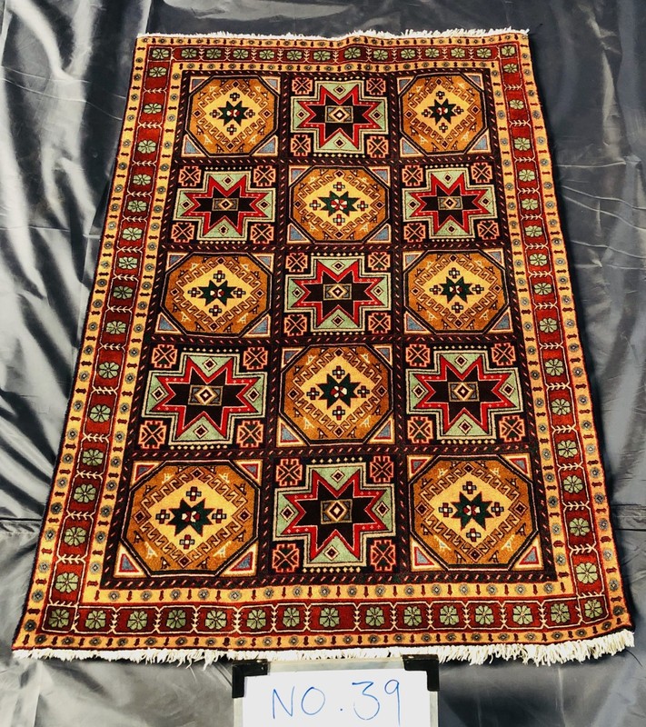 Fine Antique Caucasian Rug 3x5 ft Hand Knotted Heris Kazak Vintage Oriental Rug gallery