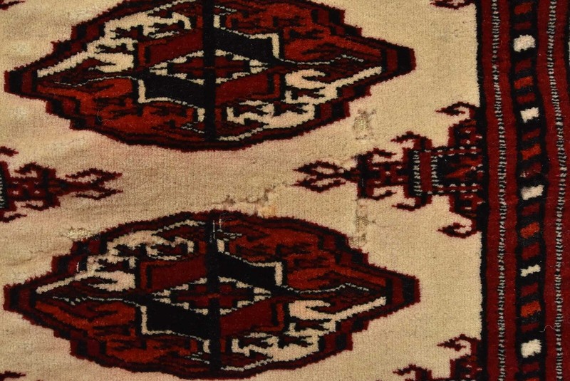 Vintage Tribal Oriental 4’4” x 4’8” Ivory Wool Traditional Hand-Knotted Area Rug gallery