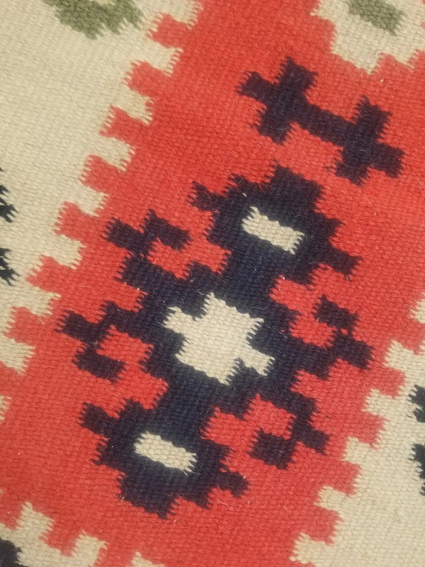 Fine Vintage Traditional Handmade Turkish Wool Multicolor Kilim 3.9x1.3 ft gallery