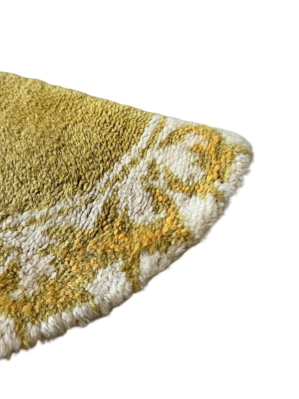 Vintage 70's/80's Yellow Half-Circle Knit Rug, Retro Shag Mat, Bathroom Carpet gallery