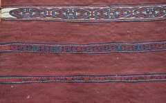 Antique 1880s Turkmen Torba 9 Line Bag-Face Hand Woven 100% Wool 3′ x 3’6″